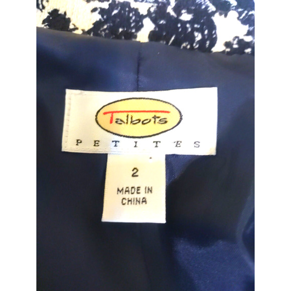 Talbot's Petite Women's Jacket Size 2 Black White Lined Short Snaps - Picture 6 of 8